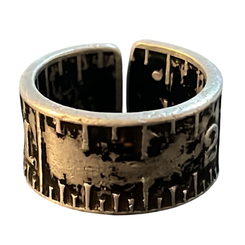 Connie Verussi Unique Sterling Silver Stanley Tape Measure Sweatheart Ring